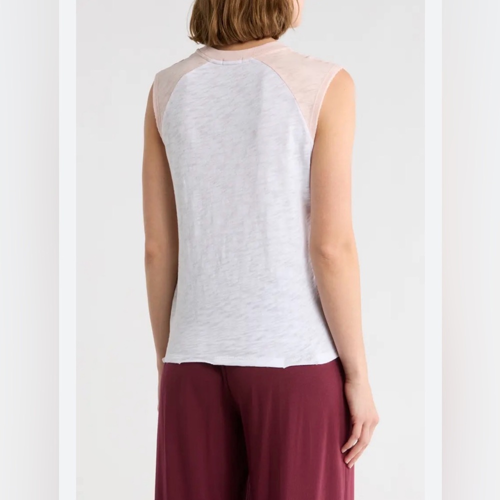 ATM Anthony Thomas Melillo Colorblock Sleeveless Tee Pink White Size S NWT - Picture 6 of 6